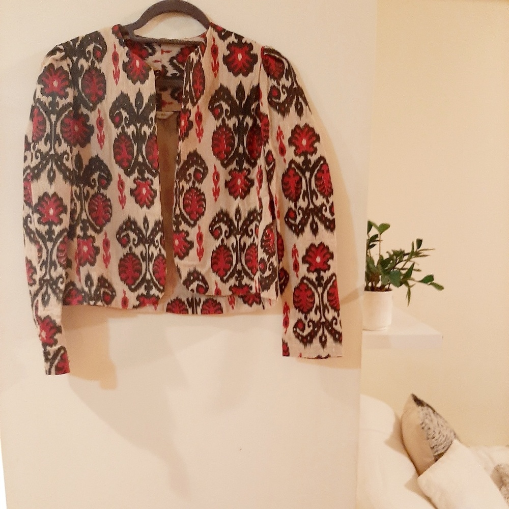 High end designer burlap blazer